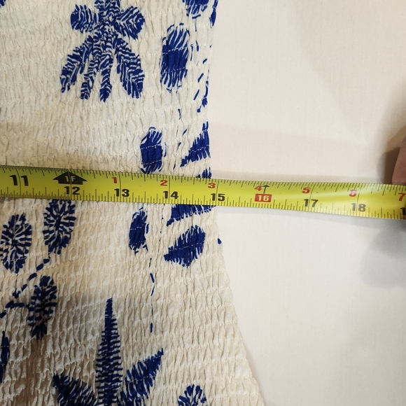 Faeriesty Strapless Blue and White Floral Dress XL Ruffled Mini With Tiers - Picture 9 of 10